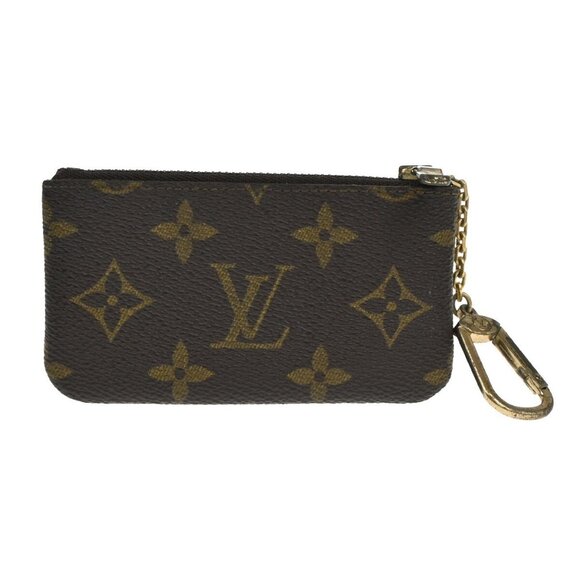 LOUIS VUITTON LV Pochette Cle Coin Case Monogram Leather Brown - Picture 1 of 16
